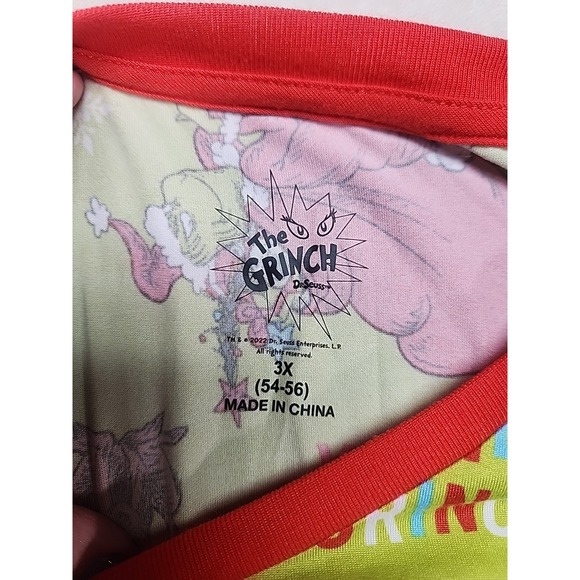 Grinch Dr Seuss Sleep Shirt Green Sz 3X (54-56) Merry Whatever Comfort Stretch‎ - Picture 4 of 6